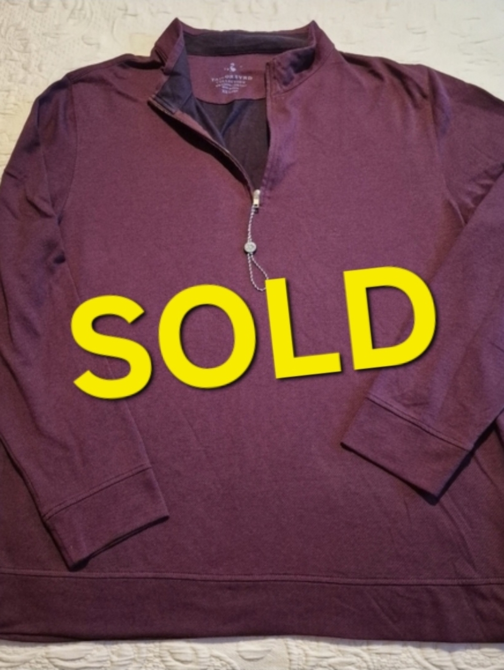 Tailorbyrd Men's XXL Berry Heather long sleeve 1/4 zip jersey sweater EUC